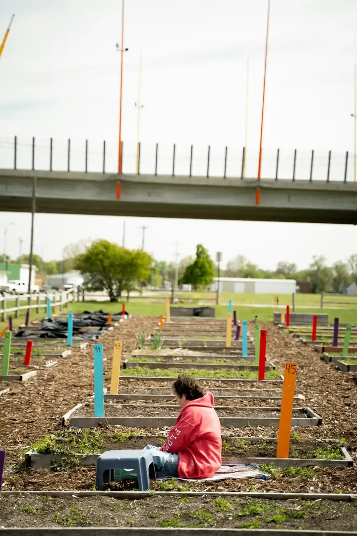 Community members working together outdoors